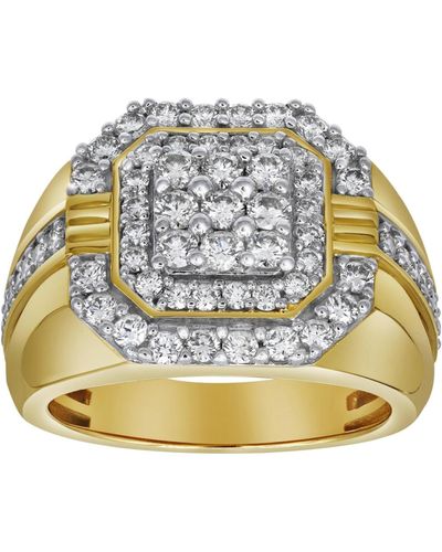 LuvMyJewelry Golden Gloves Natural Certified Diamond 1.75 Cttw Round Cut 14k Gold Statement Ring - Metallic