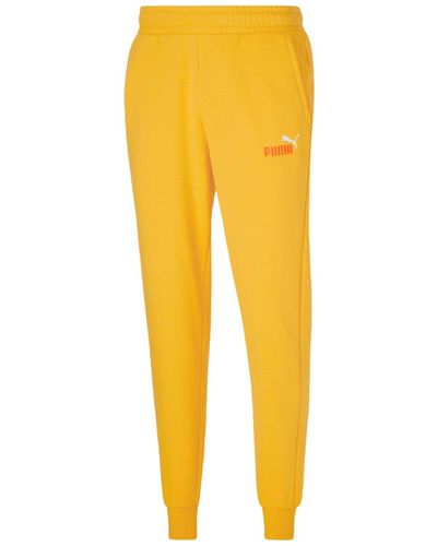 PUMA Embroidered Logo Fleece Jogger Sweatpants - Yellow