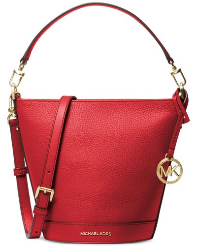 Michael Kors Michael Townsend Small Leather Top-zip Convertible Bucket Crossbody - Red