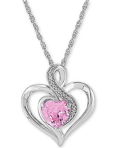 Macy's Birthstone Gemstone & Diamond Accent Heart Pendant Necklace - Black