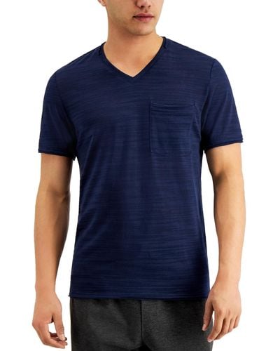 INC International Concepts Broken-stripe V-neck T-shirt - Blue