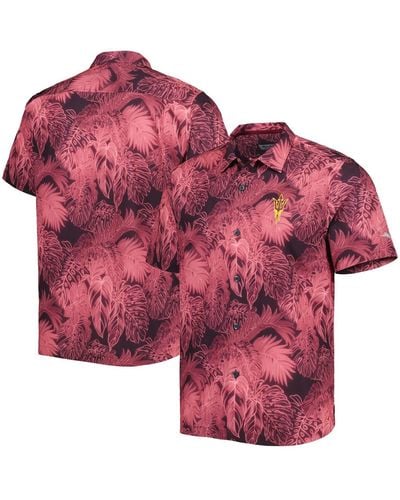 Tommy Bahama Arizona State Sun Devils Coast Luminescent Fronds Islandzone Button-up Camp Shirt - Red