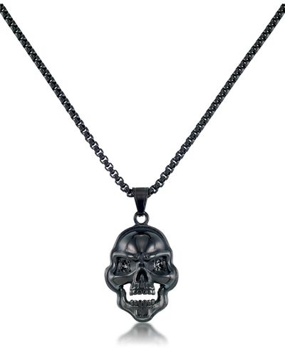 Andrew Charles by Andy Hilfiger Cubic Zirconia Signature Skull 24" Pendant Necklace - Metallic