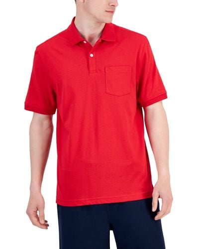 Club Room Solid Jersey Polo - Red