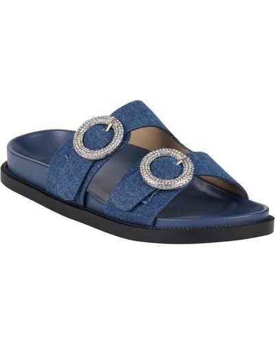 Gc Shoes Jordyn Double Band Embellished Slide Footbed Sandals - Blue