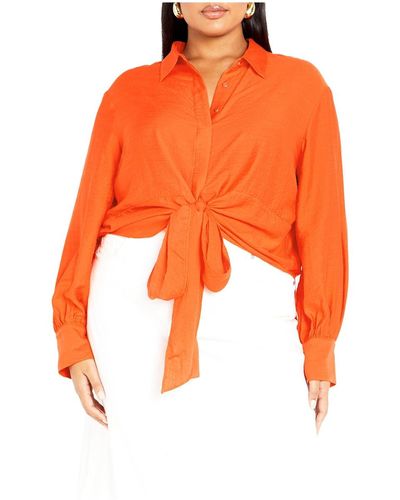 City Chic Plus Size Rosa Bella Shirt - Orange