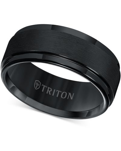 Triton Brush Finish Edged Comfort Fit Band - Black