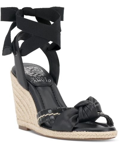Vince Camuto Floriana Lace-up Espadrille Wedge Sandals - Black