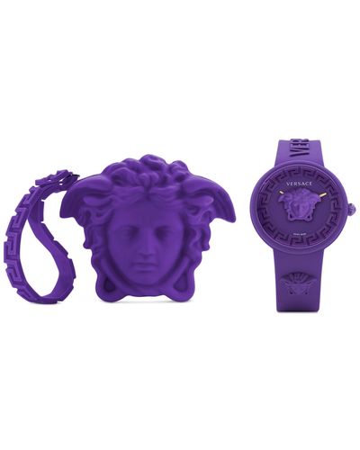 Versace Swiss Medusa Pop Silicone Strap Watch 39mm Set - Purple