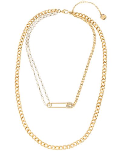 Steve Madden Safety Pin Layered Necklace - White