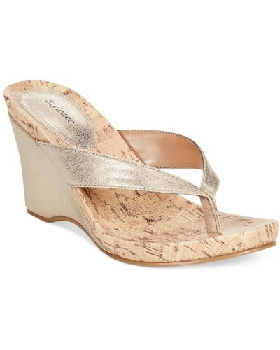 Style & Co. Chicklet Wedge Sandals - Metallic