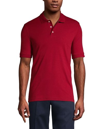 Lands' End School Uniform Short Sleeve Interlock Polo Shirt - Red