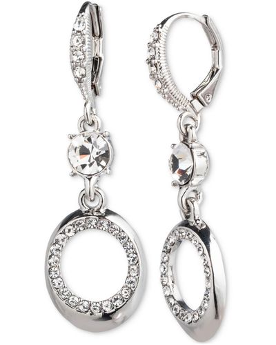Givenchy Pave & Crystal Double Drop Earrings - White