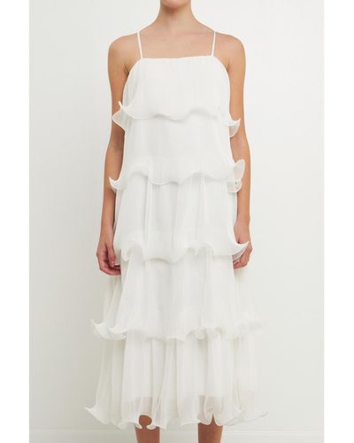 Endless Rose Pleated Tiered Long Dress - White
