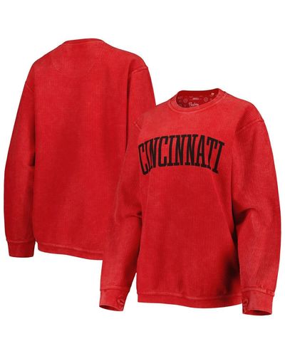 Pressbox Cincinnati Bearcats Comfy Cord Vintage-like Wash Basic Arch Pullover Sweatshirt - Red