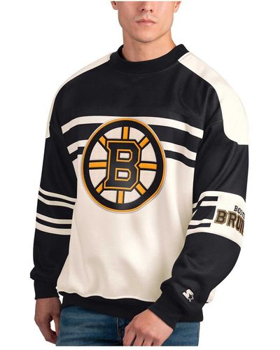 Starter Boston Bruins Defense Fleece Crewneck Pullover Sweatshirt - Black