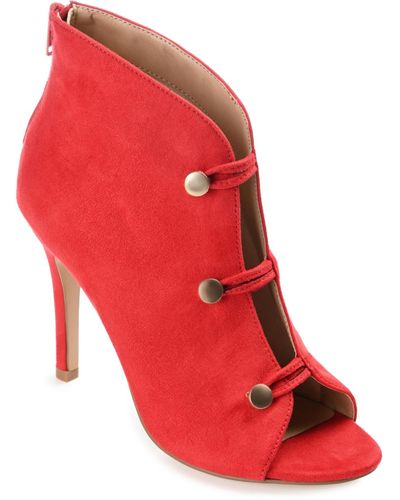 Journee Collection Brecklin Buttons Peep Toe Bootie - Red