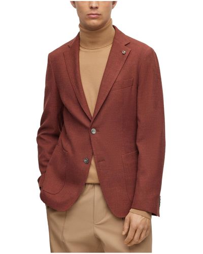 BOSS Boss By Micro-pattern Slim-fit Jacket - Red