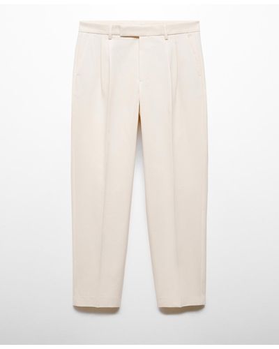 Mango Pleated Relaxed-fit Pants - White