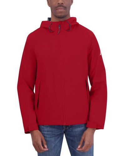 Nautica Packable Full-zip Hooded Jacket - Red