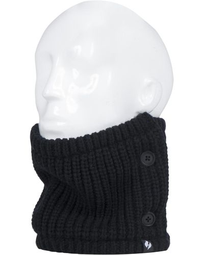 Heat Holders Clyde Solid Ribbed Side-button Neck Warmer - White