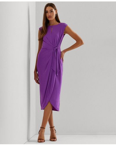 Lauren by Ralph Lauren Stretch Jersey Tie-front Dress - Purple