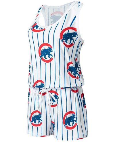 Concepts Sport Chicago Cubs Reel Pinstripe Knit Romper - White