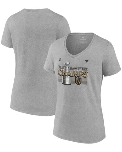 Fanatics Vegas Golden Knights 2023 Stanley Cup Champions Locker Room Plus Size V-neck T-shirt - Gray