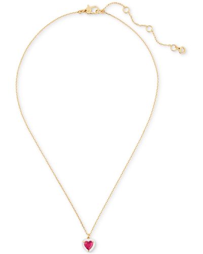 Kate Spade Gold-tone White-framed Red Crystal Heart Pendant Necklace
