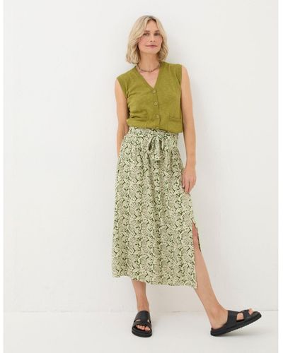 FatFace Sascha Damask Floral Midi Skirt - Green