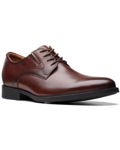 Clarks Collection Whiddon Leather Plain Toe Lace Up Dress Oxfords - Brown