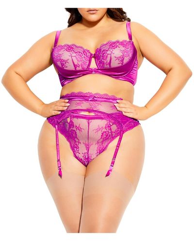 City Chic Plus Size Alina Garter Belt - Pink