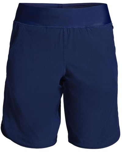Lands' End Plus Size 9" Quick Dry Modest Board Shorts Swim Cover-up Shorts - Blue