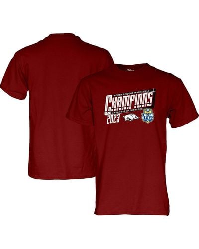 Blue 84 Arkansas Razorbacks 2023 Sec Indoor Track And Field Champions Locker Room T-shirt - Red