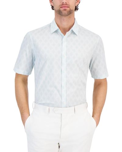 Alfani Diamond Stripe Shirt - White