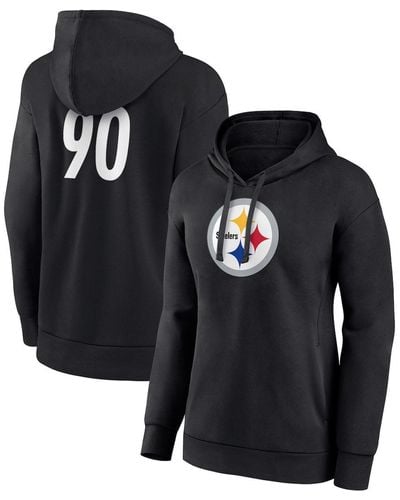Concepts Sport Fanatics Branded T.j. Watt Pittsburgh Steelers Player Icon Name And Number Pullover Hoodie - Black