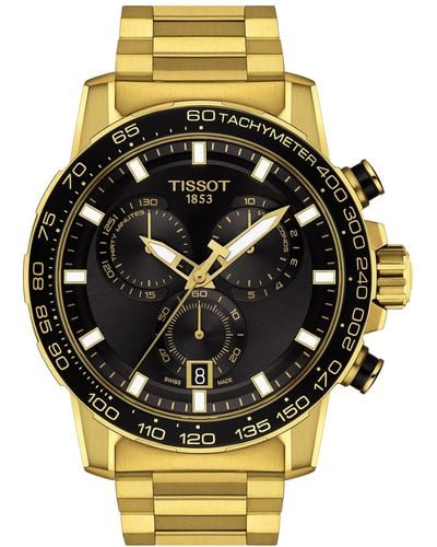 Tissot Swiss Chronograph Supersport Gts Gold Pvd Stainless Steel Bracelet Watch 46mm - Metallic