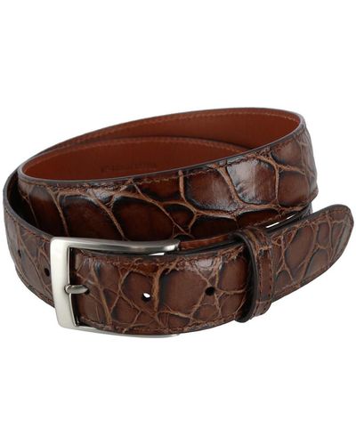 Trafalgar Toby Mock Turtle Embossed Italian Leather 35mm Belt - Brown