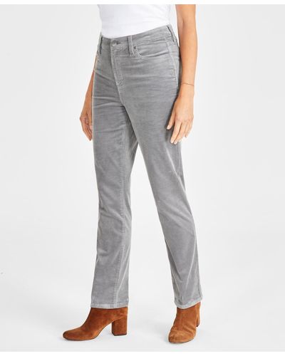 Style & Co. High-rise Straight-leg Corduroy Pants - Gray