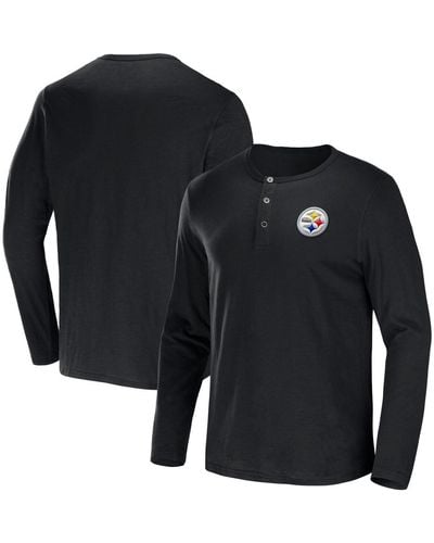 Fanatics Nfl X Darius Rucker Collection By Pittsburgh Steelers Slub Jersey Henley Long Sleeve T-shirt - Blue