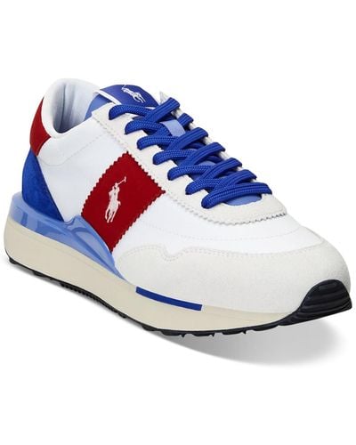 Polo Ralph Lauren Train 89 Paneled Lace-up Sneakers - Blue