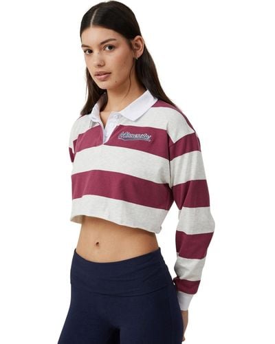 Cotton On Long Sleeve Crop Graphic Rugby T-shirt - Red