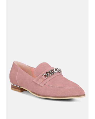 Rag & Co Ricka Chain Embellished Loafers - Pink