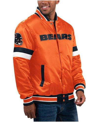 Starter Chicago Bears Home Game Satin Full-snap Varsity Jacket - Orange