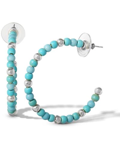 Jessica Simpson Turquoise Bead Hoop Earrings - Blue