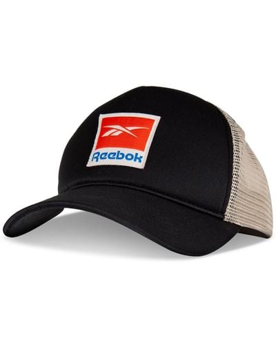 Reebok Embroidered Logo Patch Snapback Trucker Hat - Black