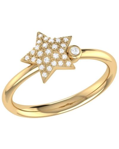 LuvMyJewelry Dazzling Star Bezel Design Sterling Silver Diamond Ring - Metallic