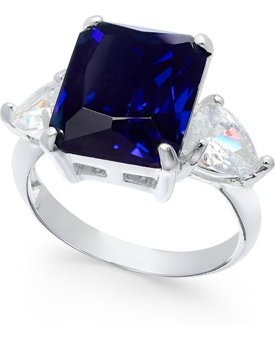 Charter Club Emerald Cut Crystal Ring - Blue