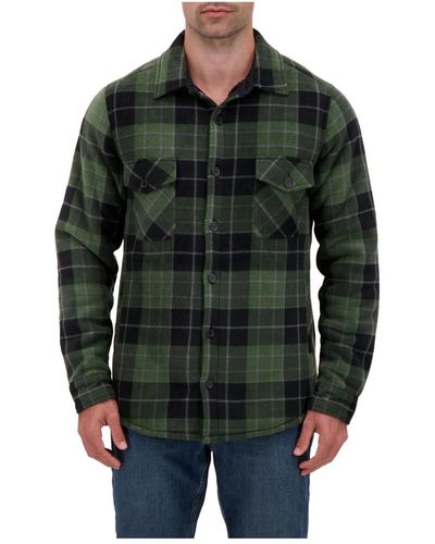 Heat Holders Jax Long Sleeve Plaid Shirt Jacket - Green