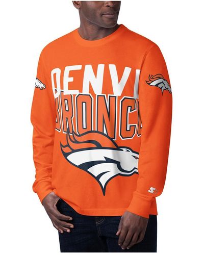 Starter Denver Broncos Clutch Hit Long Sleeve T-shirt - Orange